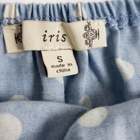 Iris Blue Crochet Crop Top Off Shoulder Womens Size S Boho Festival Polk Dot - Picture 3 of 7